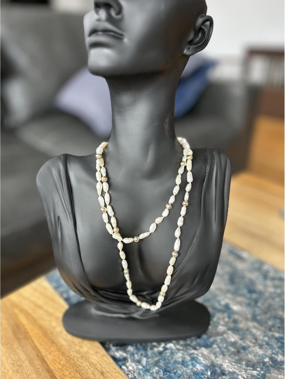 Freshwater Pearl Necklace with 14K Gold Accent and clasp
